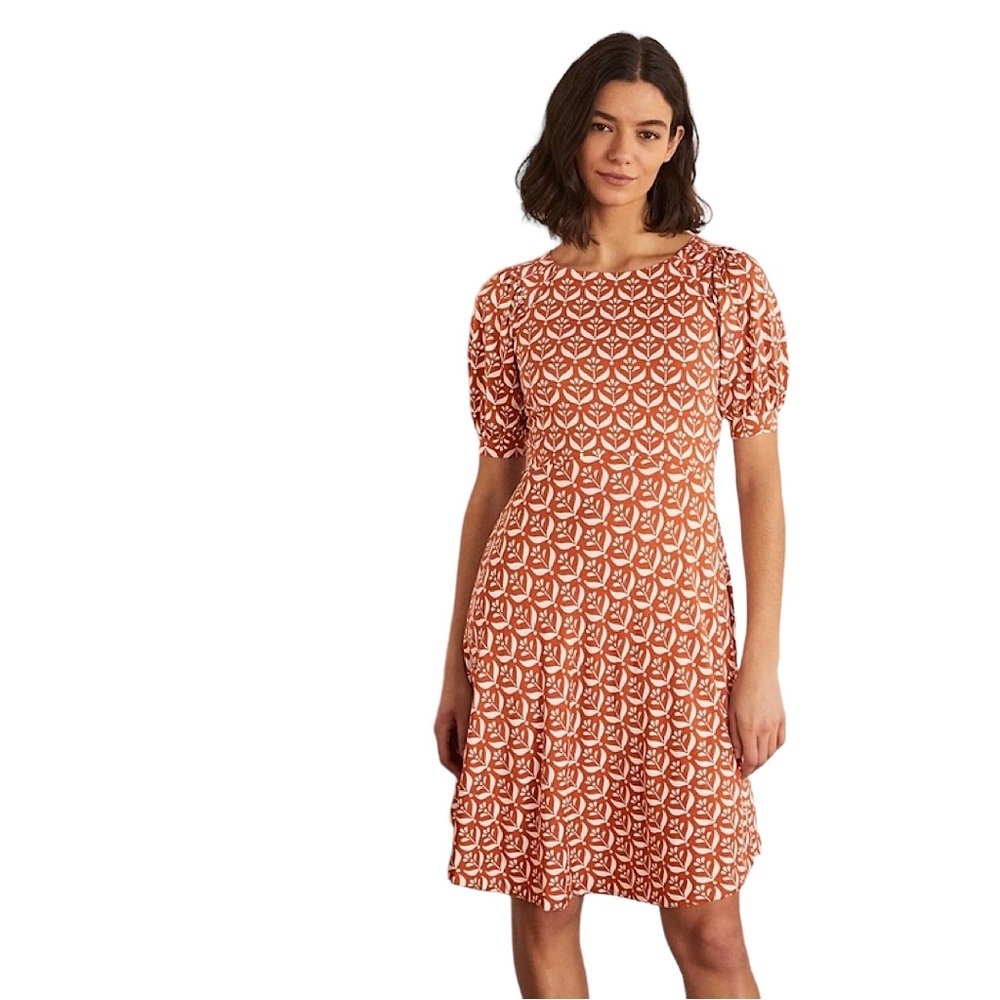 Boden Orange and White Midi Dress
